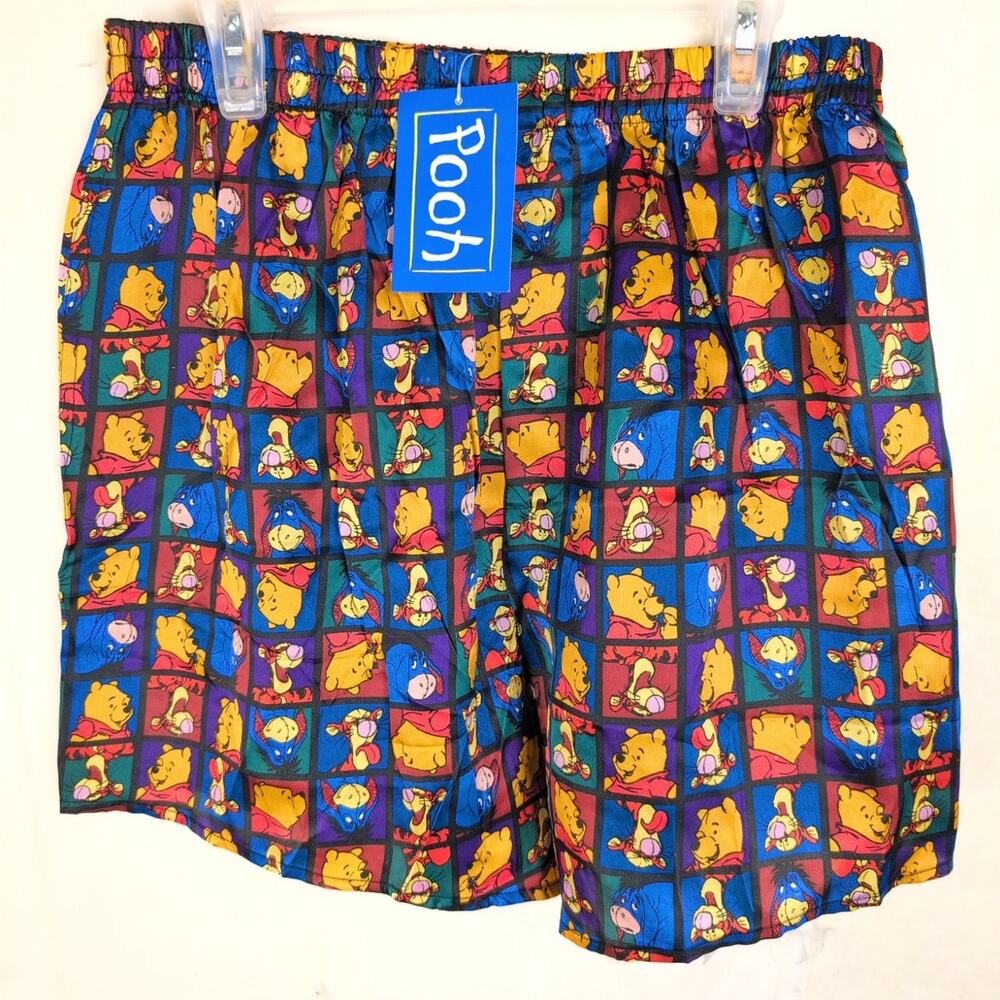 New Winnie The Pooh silk boxer shorts Size Med Retro Fangear Loungewear Classic